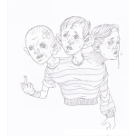 Dibujo para colorear Dibujo De Chico De Tres Cabezas Para Pintar Y Colorear Siames De 3 Cabezas