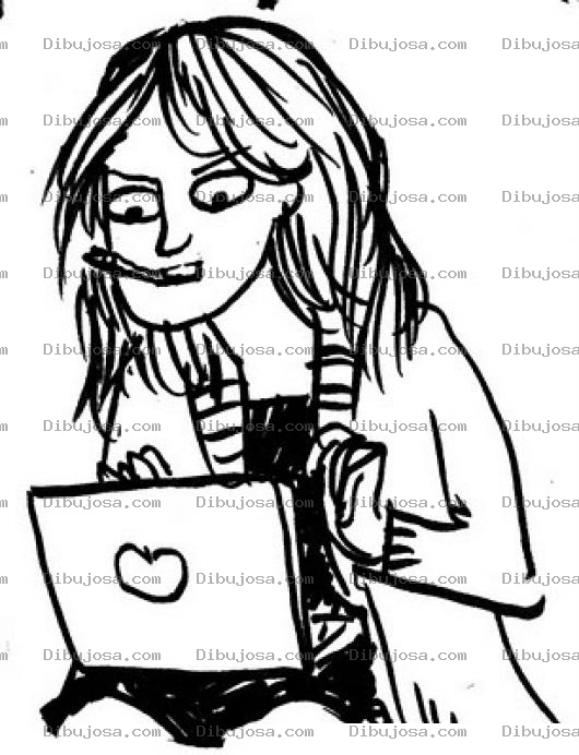 Dibujo para colorear Dibujo De Mujer Chateadora Para Pintar Y Colorear