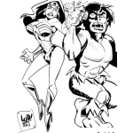 Dibujo para colorear Dibujo De La Mujer Maravilla Bailando Con Hulk Para Pintar Y Colorear