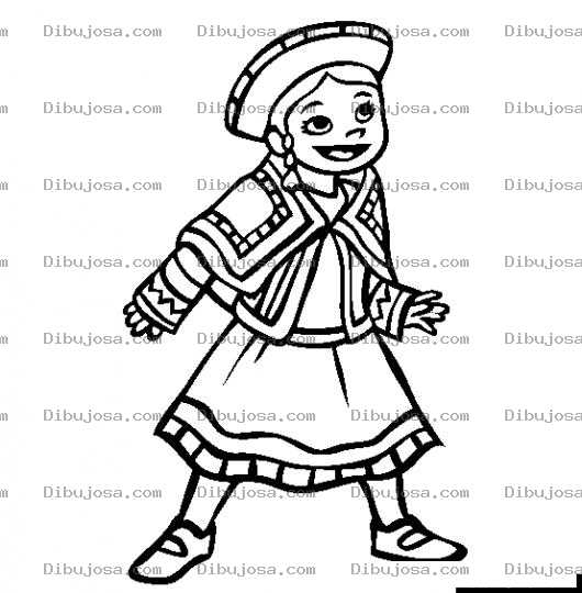 Dibujo para colorear Traje Tipico De Peru Dibujo De Mujer Peruana Para Pintar Y Colorear