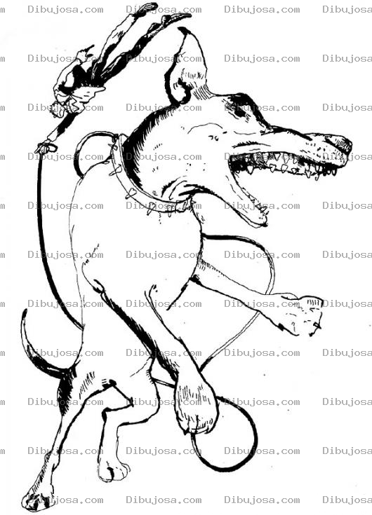 Dibujo para colorear Dibujo De Perro Bravo Arrastrando A Su Amo Para Pintar Y Colorear
