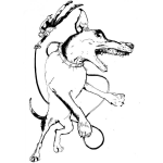 Dibujo para colorear Dibujo De Perro Bravo Arrastrando A Su Amo Para Pintar Y Colorear