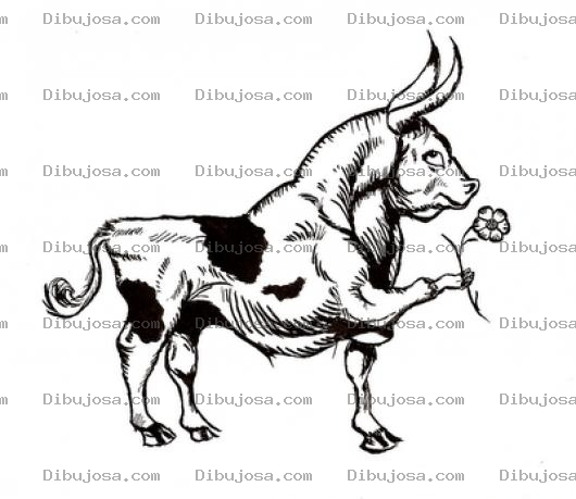 Dibujo para colorear Dibujo De Toro Enamorado Con Una Flor Para Pintar Y Colorear
