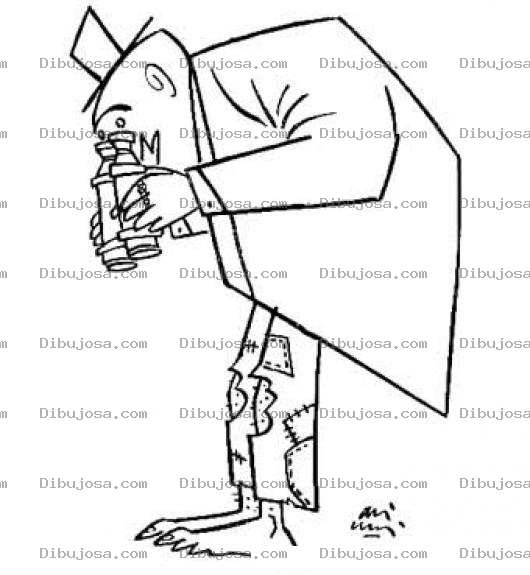 Dibujo para colorear Dibujo De Loco Vagabundo Viendose Los Pies Con Unos Binoculares Largavistas Para Pintar Y Colorear