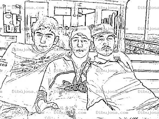 Dibujo para colorear Dibujo De Tres Amigos En Un Barco Para Pintar Y Colorear Amigos Perscadores