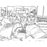 Dibujo para colorear Dibujo De Tres Amigos En Un Barco Para Pintar Y Colorear Amigos Perscadores