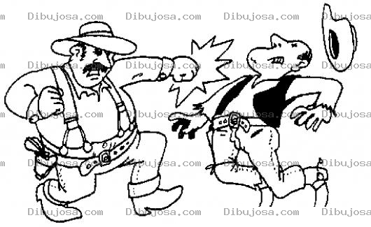 Dibujo para colorear Pelea De Vaqueros Dibujo De Una Manada En La Cara Para Pintar Y Colorear A Dos Finqueros Peleando Y Agarrandose A Chingadazos Con Una Trompada En El Hocico En La Pura Jeta Talegazo En La Trompa Tronando El Pocillo