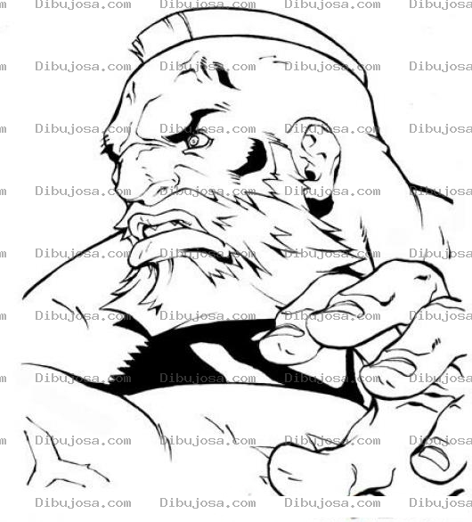 Dibujo para colorear Dibujo De Zangief Para Pintar Y Colorear Al Peleador Ruso De Street Fighter Zangyef