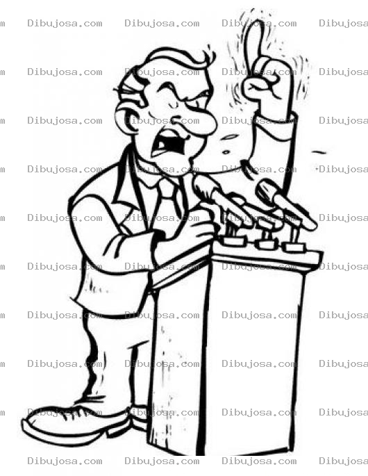 Dibujo para colorear Politico Mentiroso Pidiendo Votos Y Prometiendo Babosadas Para Quedar Electo Dibujo Para Pintar Y Colorear A Un Demagogo Practicando La Demagogia