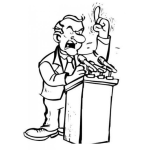 Dibujo para colorear Politico Mentiroso Pidiendo Votos Y Prometiendo Babosadas Para Quedar Electo Dibujo Para Pintar Y Colorear A Un Demagogo Practicando La Demagogia