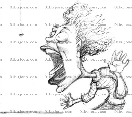 Dibujo para colorear Dibujo De Mujer Asustada Por Una Arana Para Pintar Y Colorear