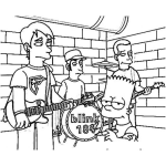 Dibujo para colorear Blink184 Dibujo De Rockeros Blink 184 Con Bart Simpson Para Pintar Y Colorear Banda De Rock