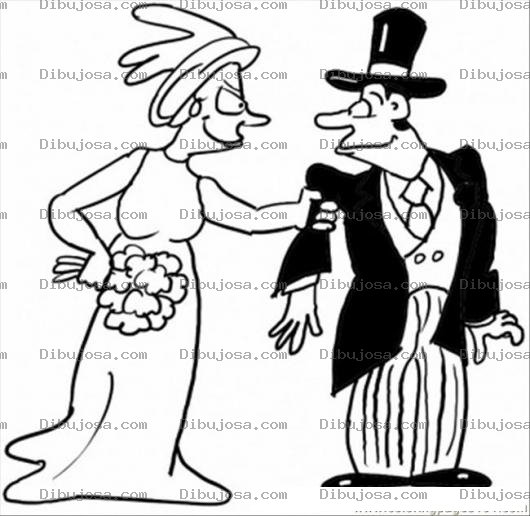 Dibujo para colorear Esposa Dominante Desde Su Boda Para Pintar Y Colorear Dibujo De Un Matrimonio Gobernado Por Una Mujer Con Matriarcado