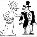 Dibujo para colorear Esposa Dominante Desde Su Boda Para Pintar Y Colorear Dibujo De Un Matrimonio Gobernado Por Una Mujer Con Matriarcado