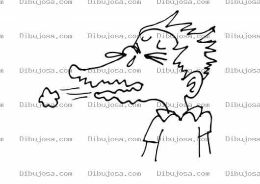 Dibujo para colorear Dibujo De Estornudo Con Gripe Para Pintar Y Colorear Chico Estronudando