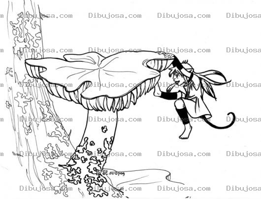 Dibujo para colorear Dibujo De Duendecita Trepando Un Hongo Para Pintar Y Colorear