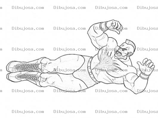 Dibujo para colorear Patada Voladora De Zangyef Para Pintar Y Colorear