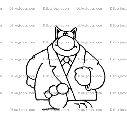 Dibujo para colorear Dibujo De Gato Detective Para Pintar Y Colorear