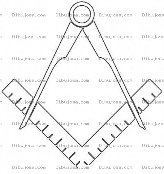 Dibujo para colorear Signo Mason Dibujo De Compas Y Regla En Escuadra De Masoneria Para Pintar Y Colorear Signo De Masones