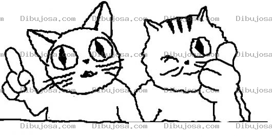 Dibujo para colorear Gatos Amigos Para Pintar Y Colorear