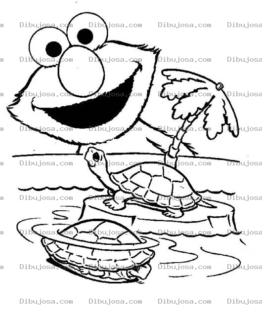 Dibujo para colorear Colorear a Elmo con tortugas