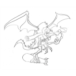 Dibujo para colorear Dibujo De Gargola Volando Con Una Bomba En Sus Garras Para Pintar Y Colorear