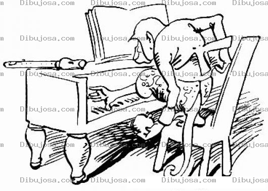 Dibujo para colorear Mono Pianista Dibujo De Mico Tocando El Piano Para Pintar Y Colorear