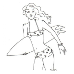 Dibujo para colorear Tabla De Surf Para Mujeres Dibujo De Chica Surfista Con Tabla De Surf Para Pintar Y Colorear