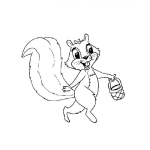 Dibujo para colorear Dibujo De Ardillita Con Canasta De Nueces Para Pintar Y Colorear
