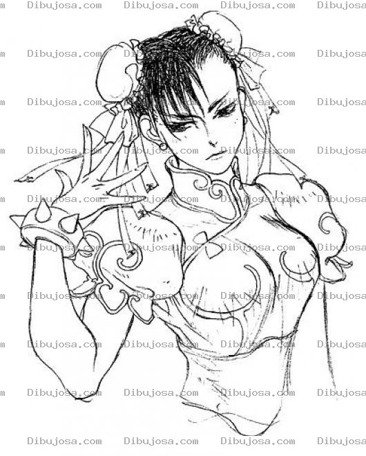 Dibujo para colorear Chunli Dibujo De Chun Li Chinita Peleadora De Street Fighter Para Pintar Y Colorear
