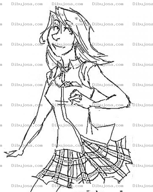Dibujo para colorear Dibujo De Colegiala En Minifalda Para Pintar Y Colorear