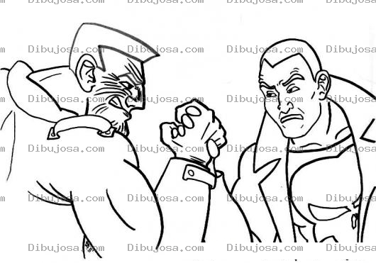 Dibujo para colorear Vencidas De Brazo Dibujo De El Castigador Punisher Haciendo Un Pulso De Fuerza Contra Un Musculoso Para Pintar Y Colorear