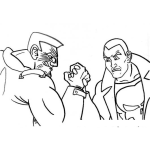 Dibujo para colorear Vencidas De Brazo Dibujo De El Castigador Punisher Haciendo Un Pulso De Fuerza Contra Un Musculoso Para Pintar Y Colorear