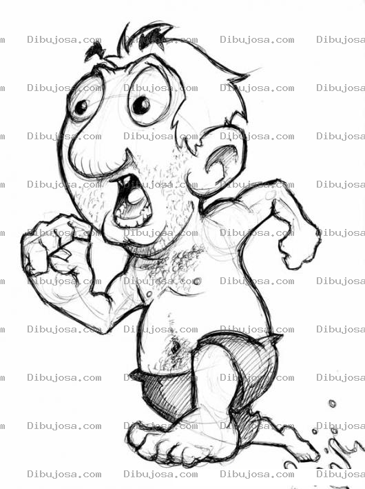 Dibujo para colorear Dibujo De Hombre Corriendo Solo Con Pantaloneta Sin Camisa Y Sin Zapatos Para Pintar Y Colorear