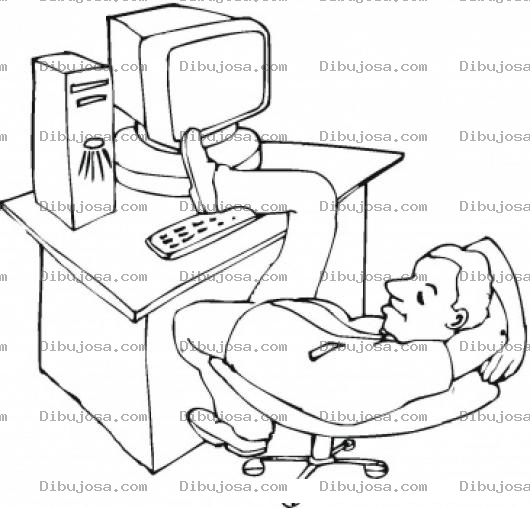 Dibujo para colorear Empleados Irresponsables Dibujo De Empleado Haragan Y Holgazan Con La Pata Sobre El Teclado Para Pintar Y Colorear