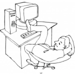 Dibujo para colorear Empleados Irresponsables Dibujo De Empleado Haragan Y Holgazan Con La Pata Sobre El Teclado Para Pintar Y Colorear