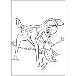Dibujo para colorear Bambi dandole un beso al conejito