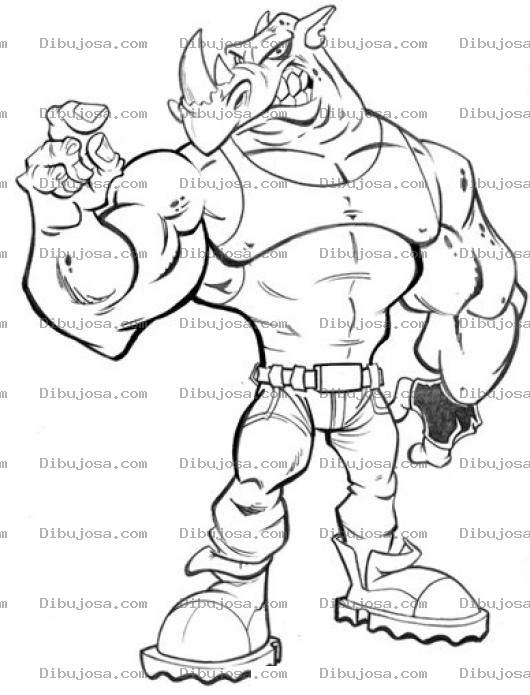 Dibujo para colorear Dibujo De Rinoceronte Musculoso Para Pintar Y Colorear