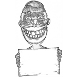 Dibujo para colorear Dibujo De Negrito Simpatico Con Papel En Balnco Para Pintar Y Colorear Negron Con Un Cartel