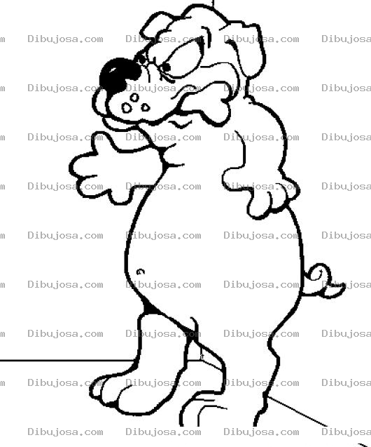Dibujo para colorear Dibujo De Perro Bravo Con Hueso Parado En Dos Patas Para Pintar Y Colorear