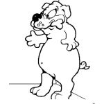 Dibujo para colorear Dibujo De Perro Bravo Con Hueso Parado En Dos Patas Para Pintar Y Colorear