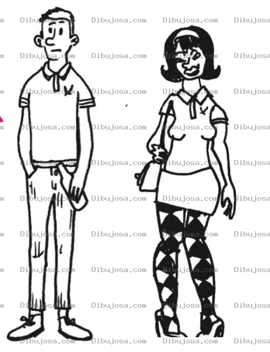 Dibujo para colorear Hombre Y Mujer Oldfashion Para Pintar Y Colorear