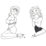 Dibujo para colorear Mujeres Secustradas Para Pintar Y Colorear Dibujo De 2 Chicas Maniatadas Con Mordazas En La Boca Para Pintar Y Colorear