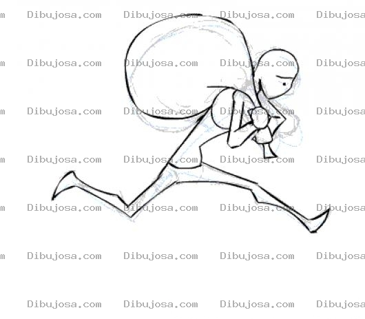 Dibujo para colorear Dibujo De Hombre Corriendo Con Un Costal En Su Espalda Para Pintar Y Colorear