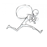 Dibujo para colorear Dibujo De Hombre Corriendo Con Un Costal En Su Espalda Para Pintar Y Colorear