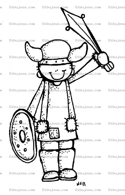 Dibujo para colorear Dibujo De Nino Vikingo Para Pintar Y Colorear