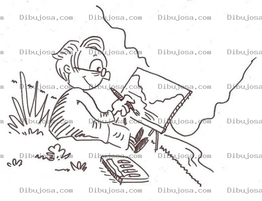 Dibujo para colorear Pintura Al Oleo Dibujo De Pintor Dibujando Un Paisaje Para Pintar Y Colorear Artista Pintando Al Oleo