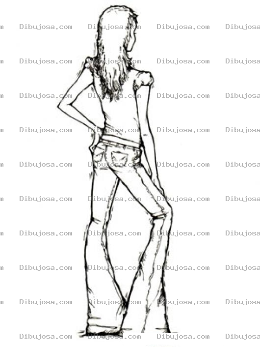 Dibujo para colorear Bluyins Dibujo De Chica Con Jeans Ajutados Y Acampanados Para Pintar Y Colorear Mujer Con Bluejeans