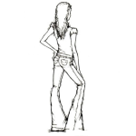 Dibujo para colorear Bluyins Dibujo De Chica Con Jeans Ajutados Y Acampanados Para Pintar Y Colorear Mujer Con Bluejeans