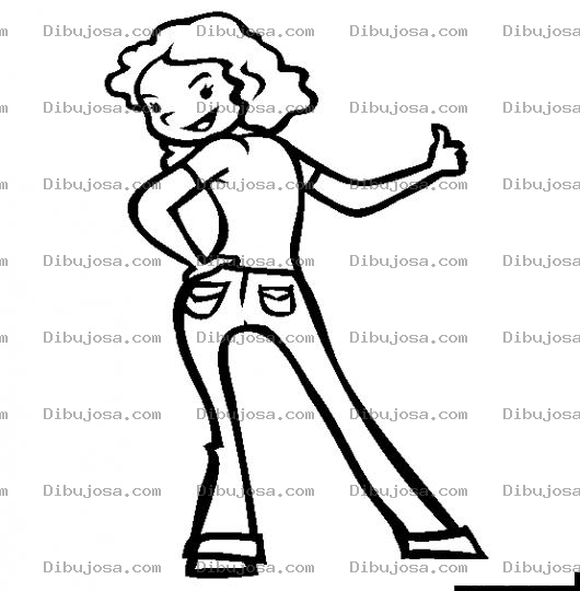 Dibujo para colorear Dibujo De Mujer En Pantalon De Lona Pidiendo Jalon Para Pintar Y Colorear